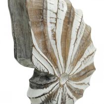 Suporte de concha de madeira deco marítimo natureza, branco H28cm
