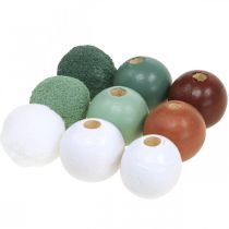 Itens Contas de madeira bolas de madeira para artesanato classificado verde Ø3cm 36pcs