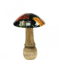 Deco madeira cogumelo folhas de outono decoração de mesa preto, multicolorido Ø10cm H15cm