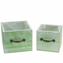 Itens Plantador gaveta de madeira verde claro 15x15/12x12cm conjunto de 2