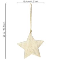 Itens Estrela de madeira, enfeite de Natal em madeira natural, Ø13,5 cm