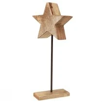 Itens Estrela de madeira natural com base de haste decoração estrela 20x9,5x50cm