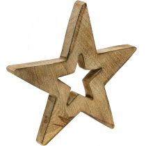 Itens Estrela de madeira inflamada Decoração de madeira de pé Natal 28cm
