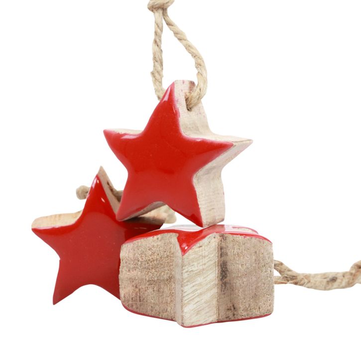 Itens Estrela de madeira decorações para árvores de Natal vermelhas, estrelas decorativas naturais 5 cm 24 unidades