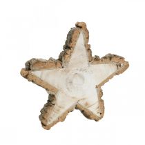 Bandeja em fatia de árvore, natal, decoração em madeira estrela, madeira natural Ø20cm