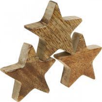 Itens Estrelas de madeira decoração espalhada estrela Natal brilho natural Alt.5cm 12 unidades