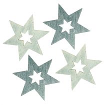 Estrelas de madeira 4cm cinza com brilho 72pcs