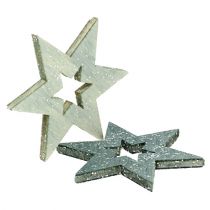 Itens Estrelas de madeira 4cm cinza com brilho 72pcs