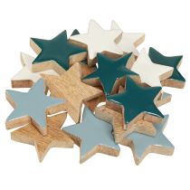 Itens Estrelas de madeira decoração de mesa estrelas branco azul turquesa 5cm 12 peças