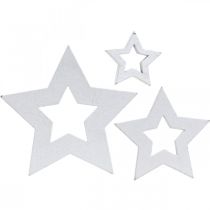 Itens Estrelas de madeira branca decoração espalhada Natal 3/5/7cm 48p