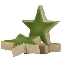 Itens Estrelas de madeira, decorações de Natal, decorações espalhadas, verde claro brilhante Ø5cm 8 unidades