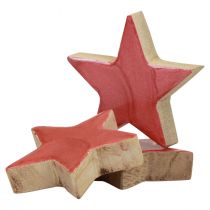 Itens Decoração de estrelas de madeira Decoração de Natal estrelas rosa brilho Ø5cm 8 unidades