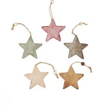 Estrelas decorativas de madeira para pendurar decoração vintage Ø6,5cm 10 unidades