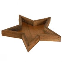 Itens Bandeja de madeira decoração estrela em marrom Ø38/29/22cm conjunto de 3