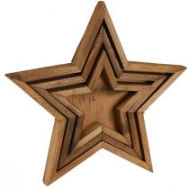 Itens Bandeja de madeira decoração estrela em marrom Ø38/29/22cm conjunto de 3