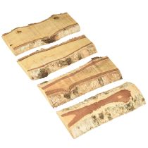 Itens Bandeja de madeira com decoração de casca de árvore de bétula 25×10×2cm 4 peças