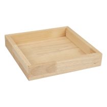 Bandeja de madeira bandeja decorativa madeira quadrada natural 25×25×3,5cm
