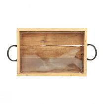 Itens Bandeja de madeira com alças bandeja decorativa preto natural 35×22,5cm