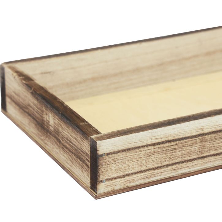 Itens Bandeja de madeira flamejada, bandeja decorativa, decoração de mesa rústica, 24×12×3cm