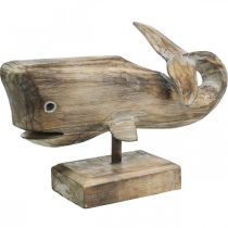 Baleia deco madeira madeira baleia decoração marítima teca natureza 29cm