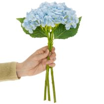 Itens Flores artificiais de hortênsia, com design realista, para decoração de sala de estar, 34 cm, conjunto de 3 peças.