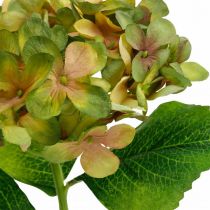 Hortênsia artificial verde, flor artificial amarela H35cm