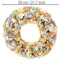 Itens Guirlanda artificial de hortênsias, colorida, para porta e parede, 55 cm