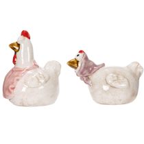 Itens Galinhas de cerâmica para sala de estar, linda decoração de mesa de Páscoa, 11 cm, 2 peças