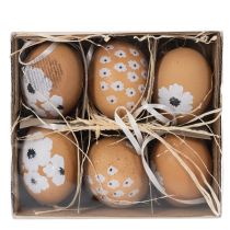 Itens Decoração de Páscoa com ovos de galinha naturais, 6 cm, 6 peças.