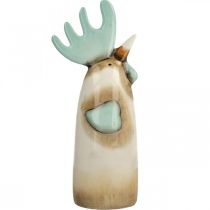 Itens Decoração de cozinha de galo de cerâmica, galinha, azul claro, marrom, H23cm, 2 peças