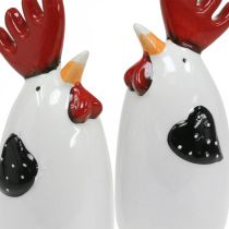 Itens Cerâmica Frango Vermelho Branco Galo Decoração de Mesa 7×6×15cm 2pcs