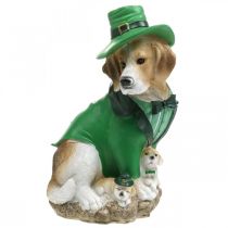 Beagle com chapéu Dia de São Patrício Cão em Terno Decoração de Jardim Hound H24,5cm