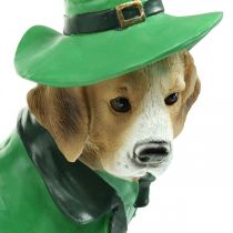 Beagle com chapéu Dia de São Patrício Cão em Terno Decoração de Jardim Hound H24,5cm