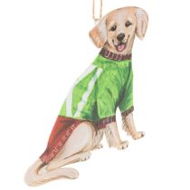 Itens Enfeite de Natal em forma de cachorro, decoração para pendurar, cachorro com cachecol e chapéu, 12 cm, 2 peças