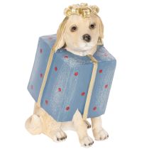 Itens Estatueta decorativa de um cachorrinho sentado em uma caixa de presente, 20 cm