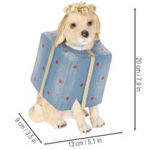Itens Estatueta decorativa de um cachorrinho sentado em uma caixa de presente, 20 cm