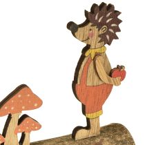 Itens Ouriço com cogumelos figura de outono ouriço de madeira amarelo/laranja H11cm conjunto de 6