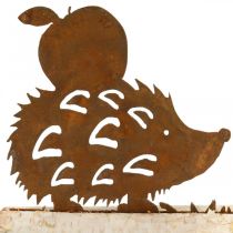 Rust hedgehog deco casca de bétula decoração de outono de metal 20×4cm Alt.10,5cm