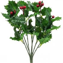 Ramo de natal Holly Ilex bagas artificiais 37cm