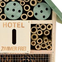 Itens Casa de inseto de madeira verde natural 26.5x9x31cm do hotel do inseto