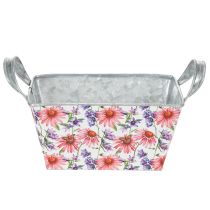 Itens Jardineira de metal para decoração de flores de primavera, 20×12,5×10cm