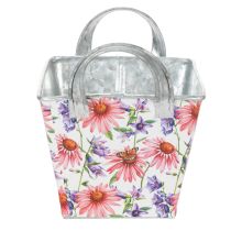 Itens Jardineira de metal para decoração de flores de primavera, 20×12,5×10cm