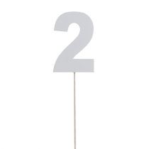 Aniversário número &quot;2&quot; no bastão branco L27cm 10pcs