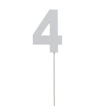 Aniversário número &quot;4&quot; no bastão branco L27cm 10pcs