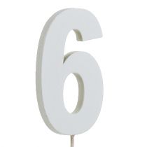 Aniversário número &quot;6&quot; no bastão branco L27cm 10pcs