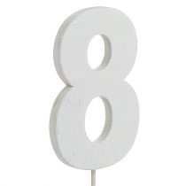 Aniversário número &quot;8&quot; no bastão branco L27cm 10pcs