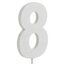 Itens Aniversário número &quot;8&quot; no bastão branco L27cm 10pcs