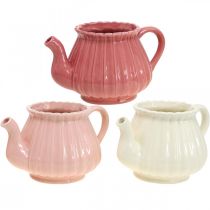 Bule decorativo vaso de cerâmica rosa, vermelho, branco L19cm 3pcs