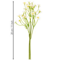 Itens Camomila artificial em buquê para decoração natural e prática, 28 cm, 3 peças.