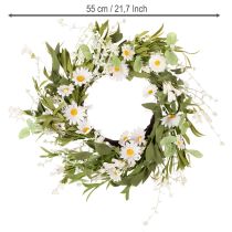 Itens Guirlanda artificial de margaridas, com aparência natural e durável, para decoração de portas e paredes, 55 cm